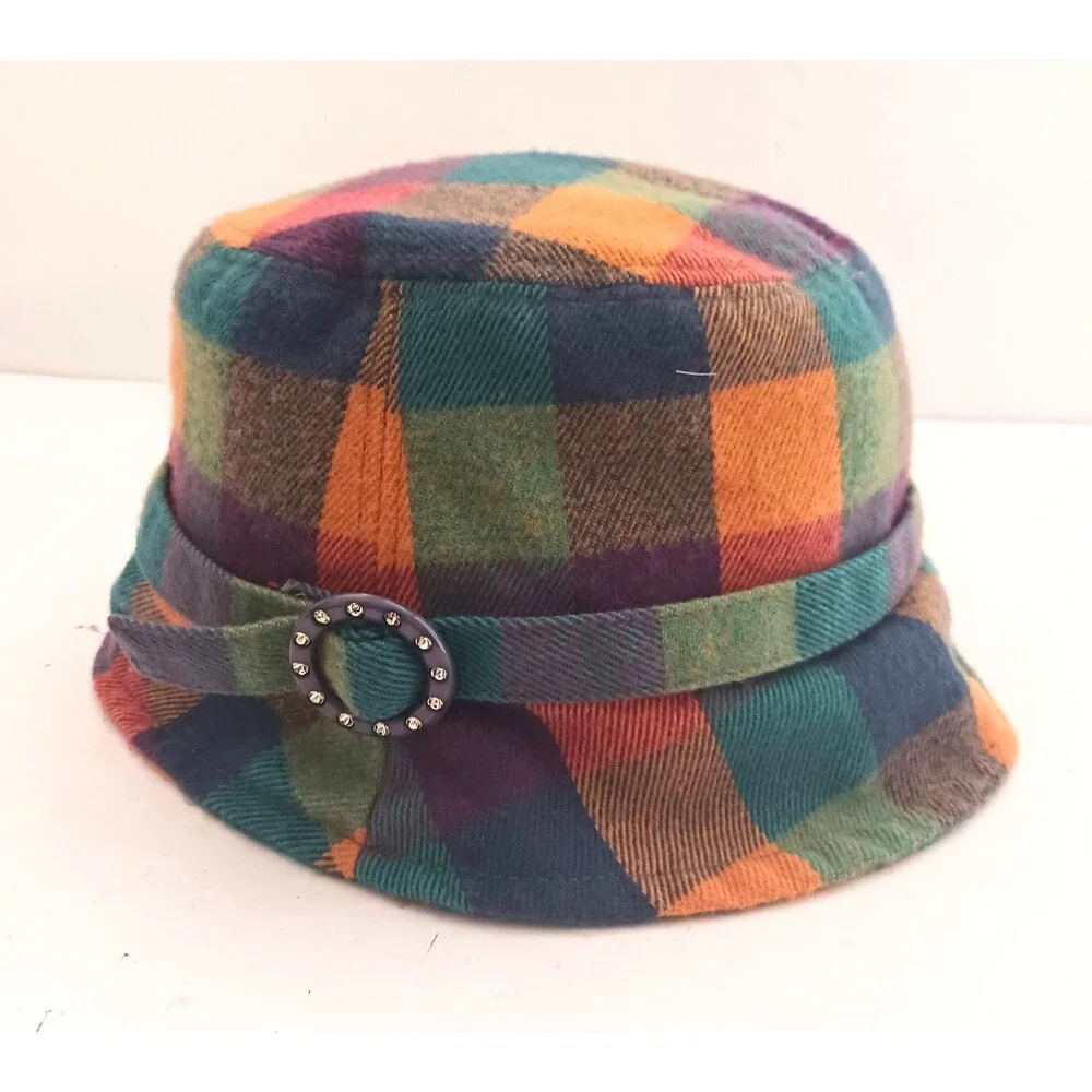 Manhattan Hat Company Bright Multi Plaid Bucket Hat O/S